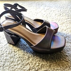 Chunky platform chrome heels